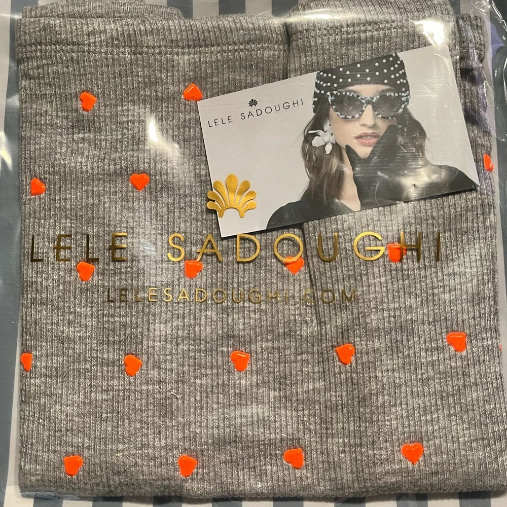 LELE SADOUGHI NWT AUTHENTIC HEATHER GREY HEART-STUDDED SOFT FACE MASK